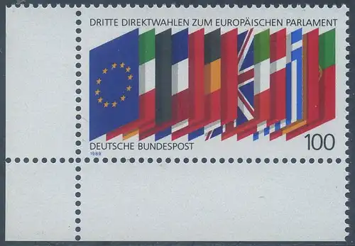 BUND 1989 Michel-Nummer 1416 postfrisch EINZELMARKE ECKRAND unten links