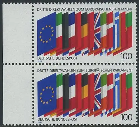 BUND 1989 Michel-Nummer 1416 postfrisch vert.PAAR RAND links