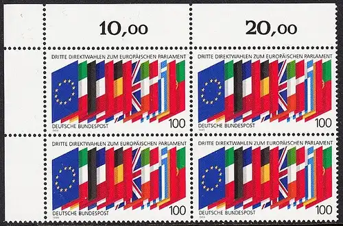 BUND 1989 Michel-Nummer 1416 postfrisch BLOCK ECKRAND oben links