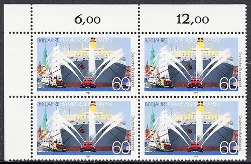 BUND 1989 Michel-Nummer 1419 postfrisch BLOCK ECKRAND oben links