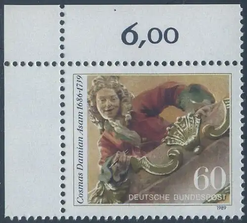 BUND 1989 Michel-Nummer 1420 postfrisch EINZELMARKE ECKRAND oben links