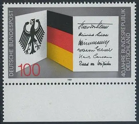 BUND 1989 Michel-Nummer 1421 postfrisch EINZELMARKE RAND unten