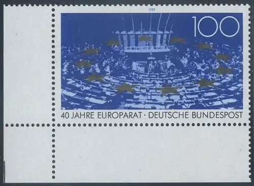 BUND 1989 Michel-Nummer 1422 postfrisch EINZELMARKE ECKRAND unten links