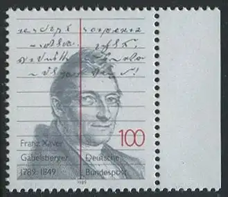 BUND 1989 Michel-Nummer 1423 postfrisch EINZELMARKE RAND rechts