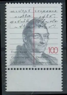 BUND 1989 Michel-Nummer 1423 postfrisch EINZELMARKE RAND unten