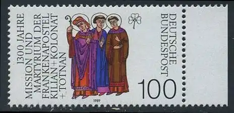 BUND 1989 Michel-Nummer 1424 postfrisch EINZELMARKE RAND rechts