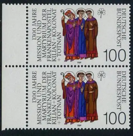 BUND 1989 Michel-Nummer 1424 postfrisch vert.PAAR RAND links