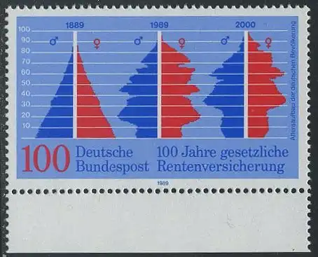BUND 1989 Michel-Nummer 1426 postfrisch EINZELMARKE RAND unten