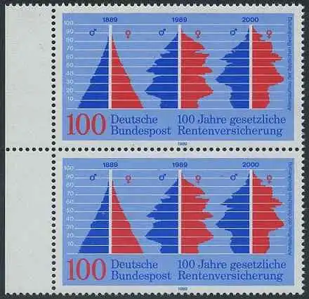 BUND 1989 Michel-Nummer 1426 postfrisch vert.PAAR RAND links