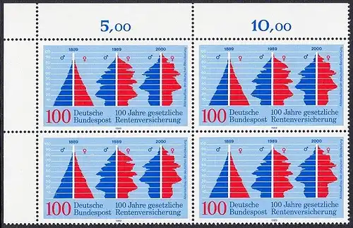 BUND 1989 Michel-Nummer 1426 postfrisch BLOCK ECKRAND oben links