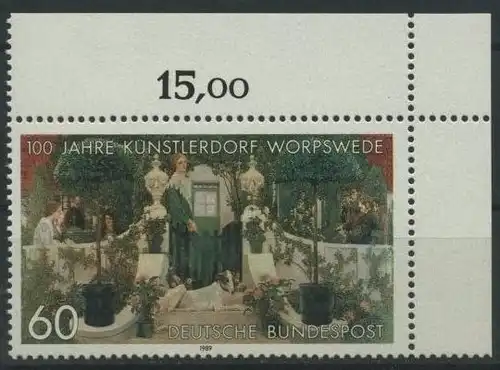 BUND 1989 Michel-Nummer 1430 postfrisch EINZELMARKE ECKRAND oben rechts