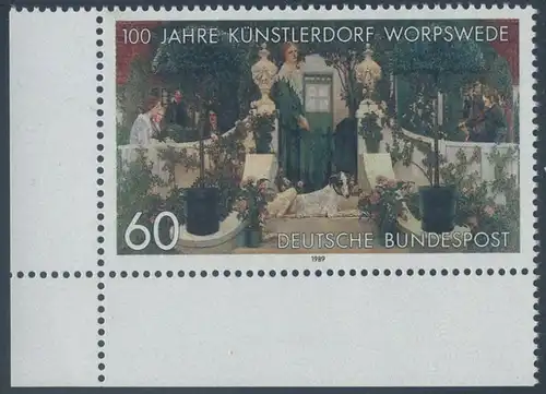 BUND 1989 Michel-Nummer 1430 postfrisch EINZELMARKE ECKRAND unten links