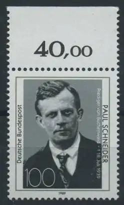 BUND 1989 Michel-Nummer 1431 postfrisch EINZELMARKE RAND oben (a)