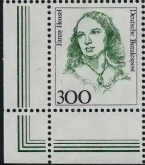 BUND 1989 Michel-Nummer 1433 postfrisch EINZELMARKE ECKRAND unten links