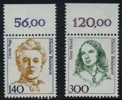 BUND 1989 Michel-Nummer 1432-1433 postfrisch SATZ(2) EINZELMARKEN RÄNDER oben (a)