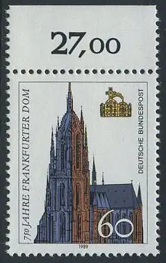 BUND 1989 Michel-Nummer 1434 postfrisch EINZELMARKE RAND oben (b)