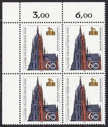 BUND 1989 Michel-Nummer 1434 postfrisch BLOCK ECKRAND oben links