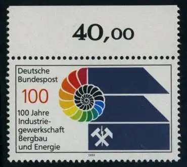 BUND 1989 Michel-Nummer 1436 postfrisch EINZELMARKE RAND oben