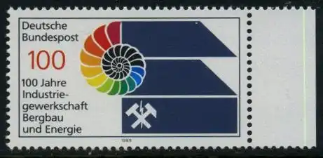 BUND 1989 Michel-Nummer 1436 postfrisch EINZELMARKE RAND rechts