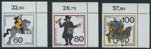 BUND 1989 Michel-Nummer 1437-1439 postfrisch SATZ(3) EINZELMARKEN ECKRÄNDER oben rechts