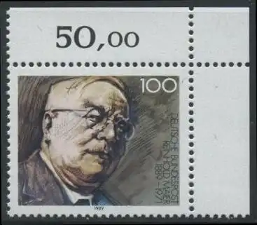BUND 1989 Michel-Nummer 1440 postfrisch EINZELMARKE ECKRAND oben rechts