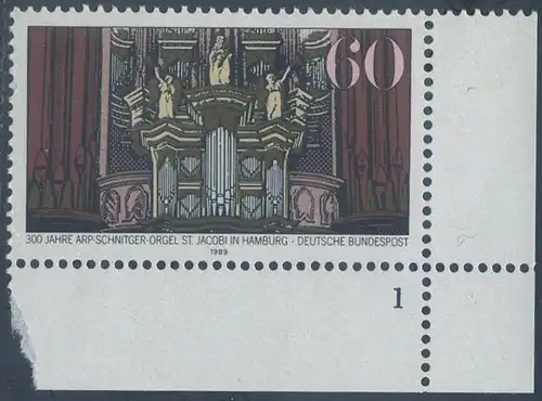 BUND 1989 Michel-Nummer 1441 postfrisch EINZELMARKE ECKRAND unten rechts (FN)