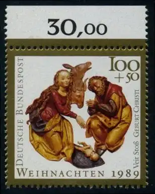 BUND 1989 Michel-Nummer 1443 postfrisch EINZELMARKE RAND oben