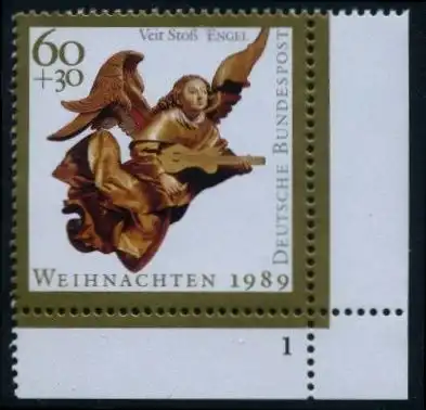 BUND 1989 Michel-Nummer 1442 postfrisch EINZELMARKE ECKRAND unten rechts 