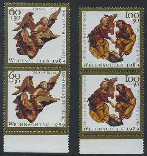 BUND 1989 Michel-Nummer 1442-1443 postfrisch SATZ(2) vert.PAARE RÄNDER unten