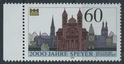 BUND 1990 Michel-Nummer 1444 postfrisch EINZELMARKE RAND links