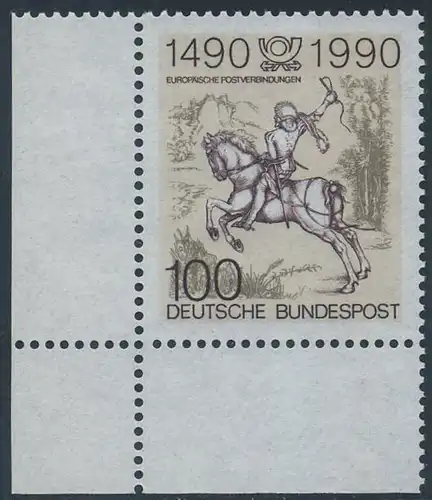 BUND 1990 Michel-Nummer 1445 postfrisch EINZELMARKE ECKRAND unten links