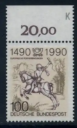 BUND 1990 Michel-Nummer 1445 postfrisch EINZELMARKE RAND oben (b/BZ)