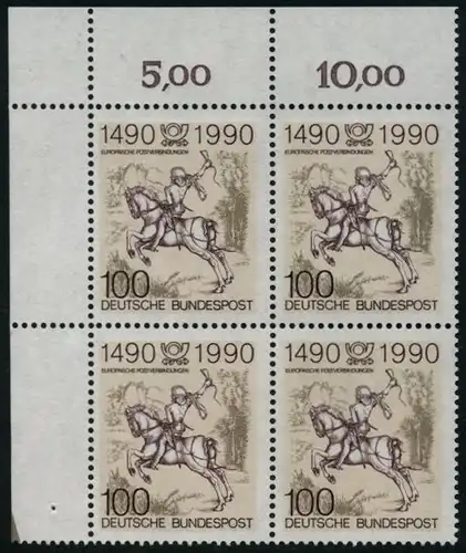BUND 1990 Michel-Nummer 1445 postfrisch BLOCK ECKRAND oben links