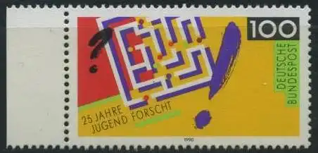 BUND 1990 Michel-Nummer 1453 postfrisch EINZELMARKE RAND links