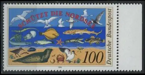 BUND 1990 Michel-Nummer 1454 postfrisch EINZELMARKE RAND rechts