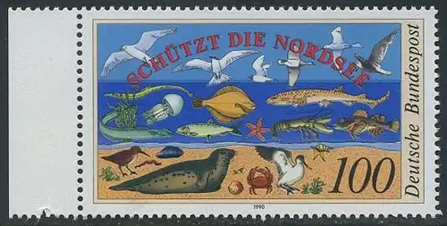 BUND 1990 Michel-Nummer 1454 postfrisch EINZELMARKE RAND links