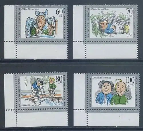 BUND 1990 Michel-Nummer 1455-1458 postfrisch SATZ(4) EINZELMARKEN ECKRÄNDER unten links