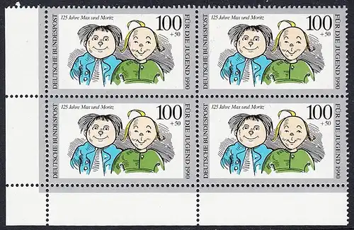 BUND 1990 Michel-Nummer 1458 postfrisch BLOCK ECKRAND unten links