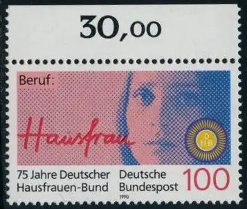 BUND 1990 Michel-Nummer 1460 postfrisch EINZELMARKE RAND oben (a)