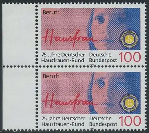 BUND 1990 Michel-Nummer 1460 postfrisch vert.PAAR RAND links