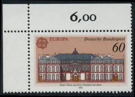 BUND 1990 Michel-Nummer 1461 postfrisch EINZELMARKE ECKRAND oben links