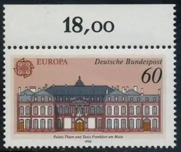 BUND 1990 Michel-Nummer 1461 postfrisch EINZELMARKE RAND oben