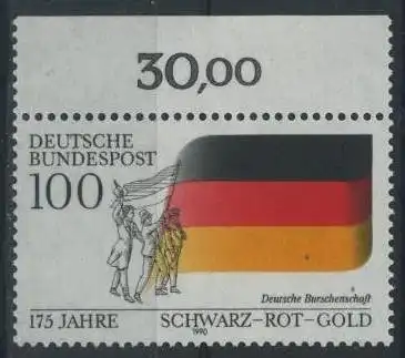 BUND 1990 Michel-Nummer 1463 postfrisch EINZELMARKE RAND oben (b)