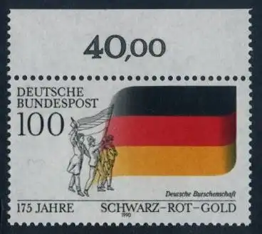 BUND 1990 Michel-Nummer 1463 postfrisch EINZELMARKE RAND oben (c)