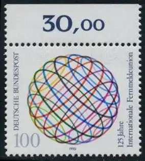 BUND 1990 Michel-Nummer 1464 postfrisch EINZELMARKE RAND oben (b)