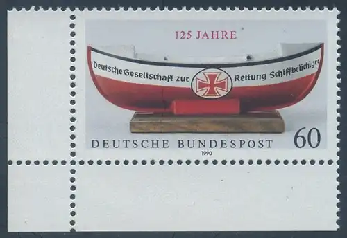 BUND 1990 Michel-Nummer 1465 postfrisch EINZELMARKE ECKRAND unten links