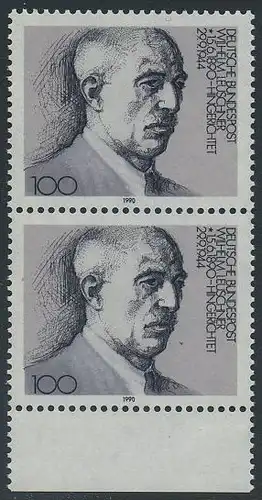 BUND 1990 Michel-Nummer 1466 postfrisch vert.PAAR RAND unten