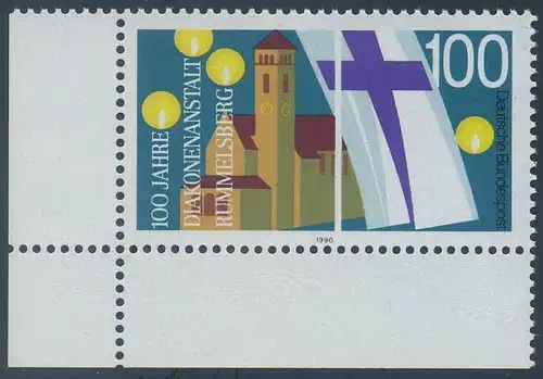 BUND 1990 Michel-Nummer 1467 postfrisch EINZELMARKE ECKRAND unten links