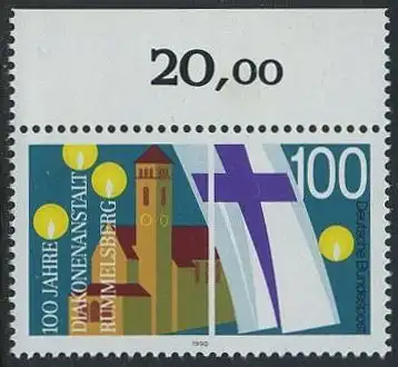 BUND 1990 Michel-Nummer 1467 postfrisch EINZELMARKE RAND oben (a)