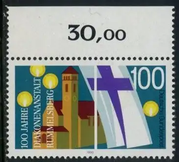 BUND 1990 Michel-Nummer 1467 postfrisch EINZELMARKE RAND oben (b)